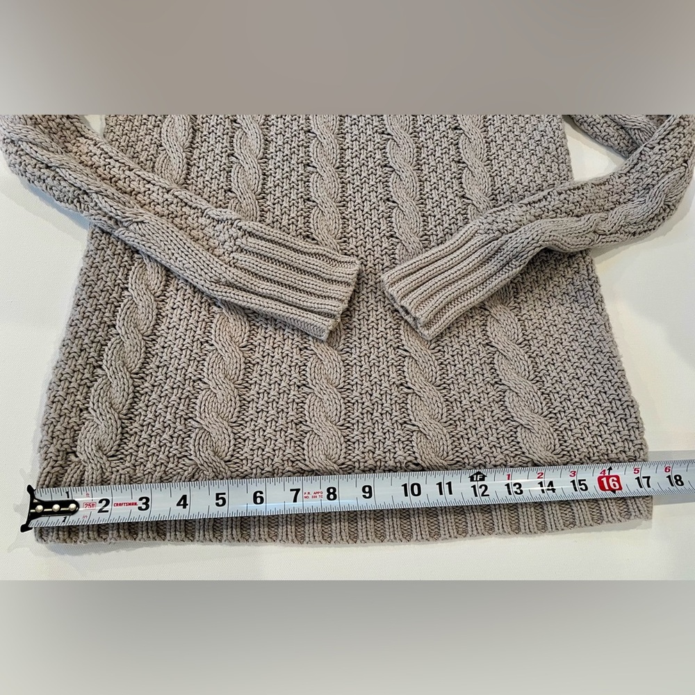 LC Lauren Conrad Lace Cotton Women's Taupe Cable Knit Sweater - Picture 6 of 14